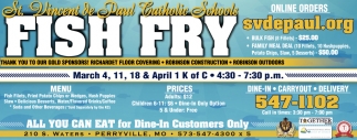 Fish Fry, St. Vincent De Paul Catholic Schools, Perryville, MO