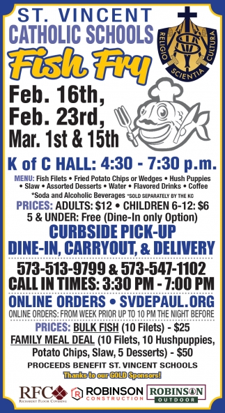 Fish Fry, St. Vincent De Paul Catholic Schools, Perryville, MO