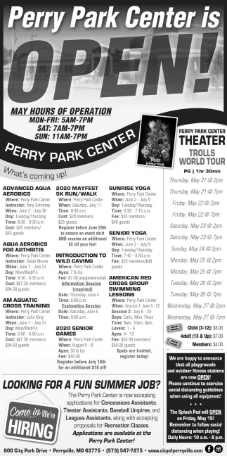 Perry Park Center Is Open!, Perry Park Center, Perryville, Mo